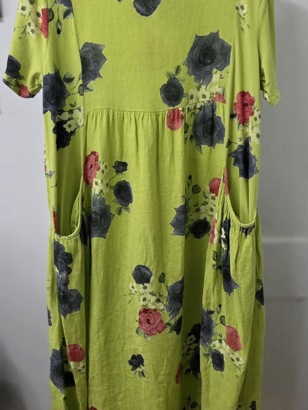 Floral Pocket Midi Dress in Lime Green